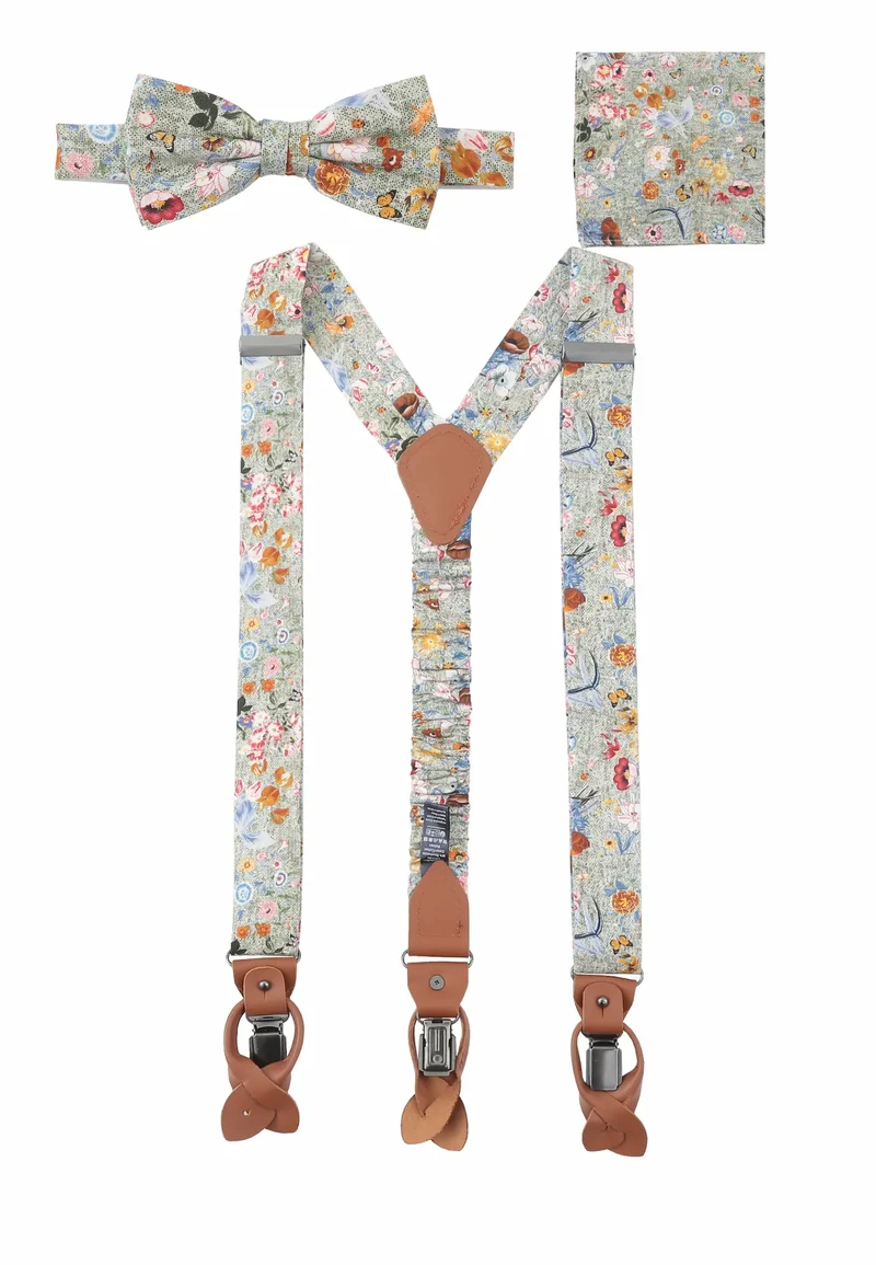 Hosenträger Set Herren aus Seide & Baumwolle – Blumenmuster