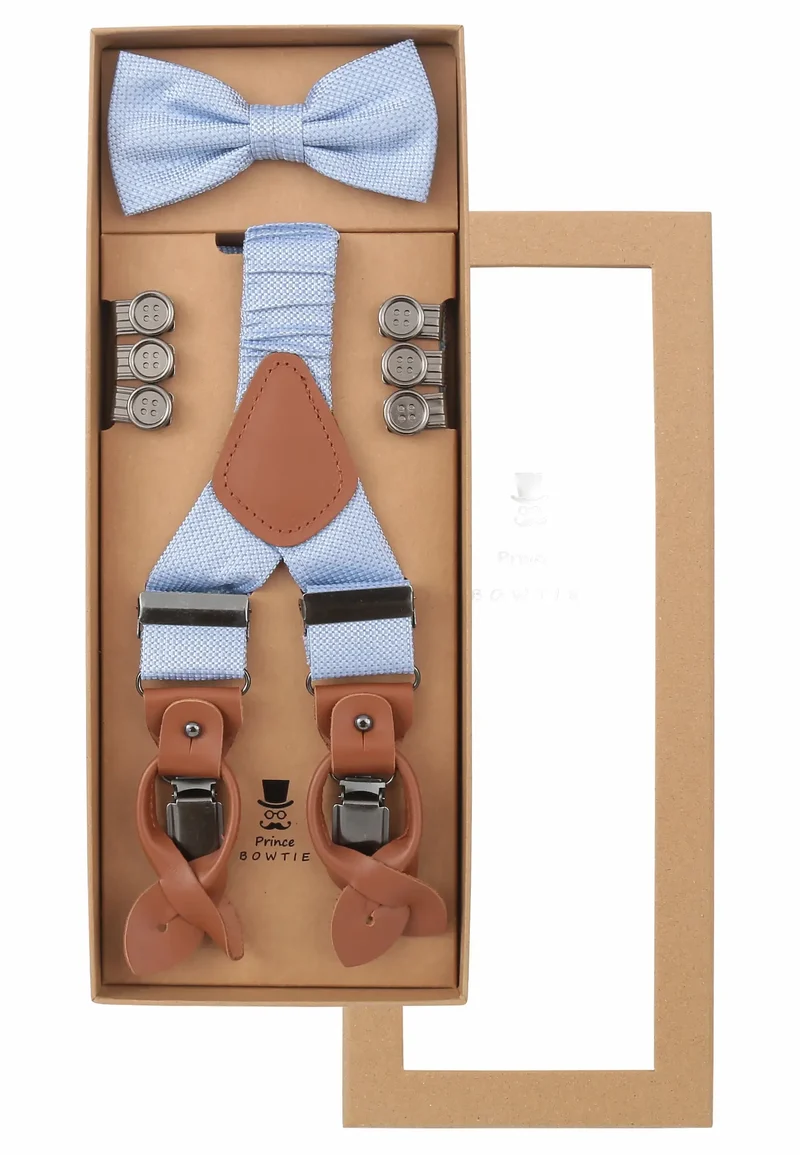 Hosenträger Set Herren mit Fliege aus Seide – Mikromuster
