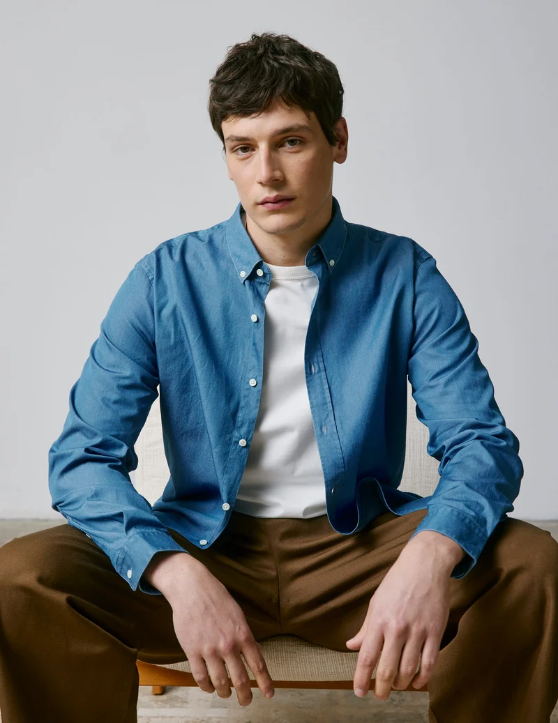 Chemise Semi-ajustée bleue