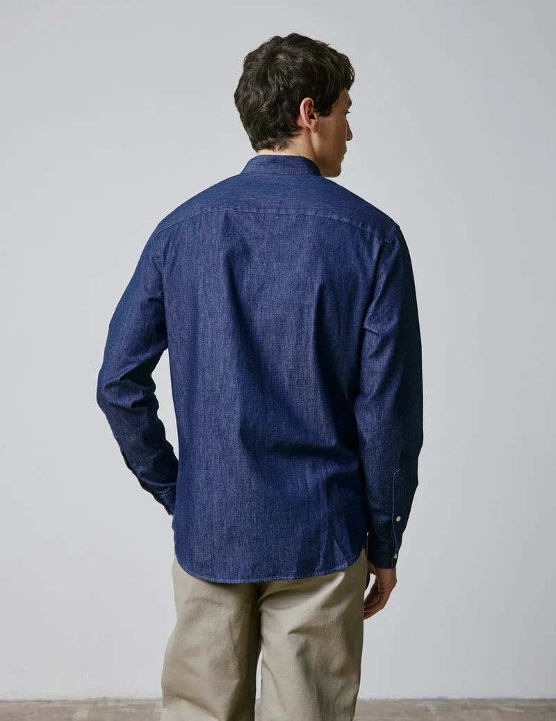 Chemise Carl en denim bleu marine