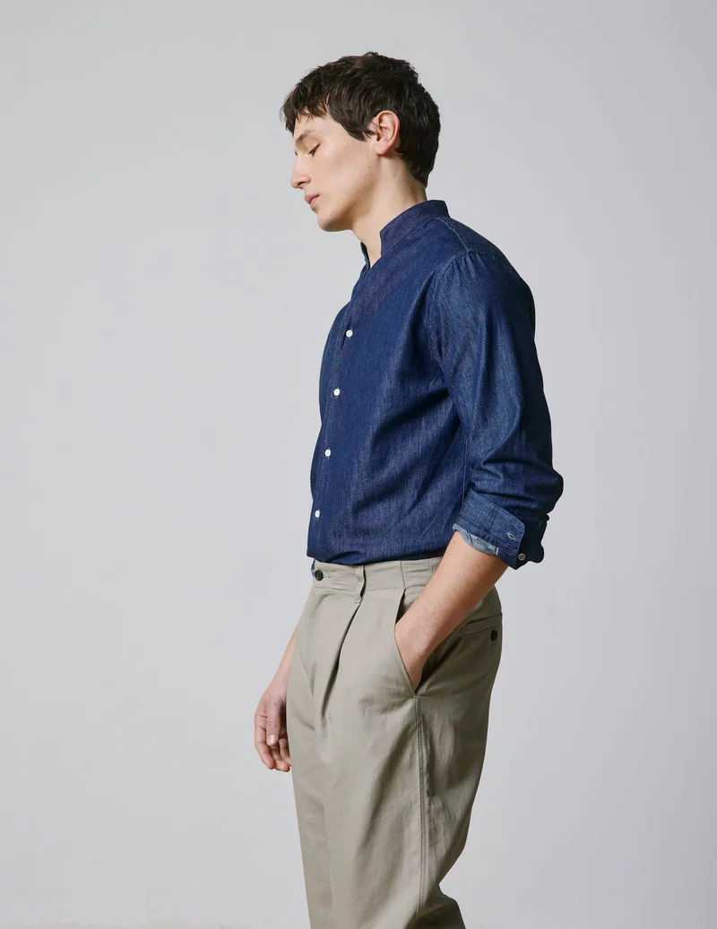 Chemise Carl en denim bleu marine