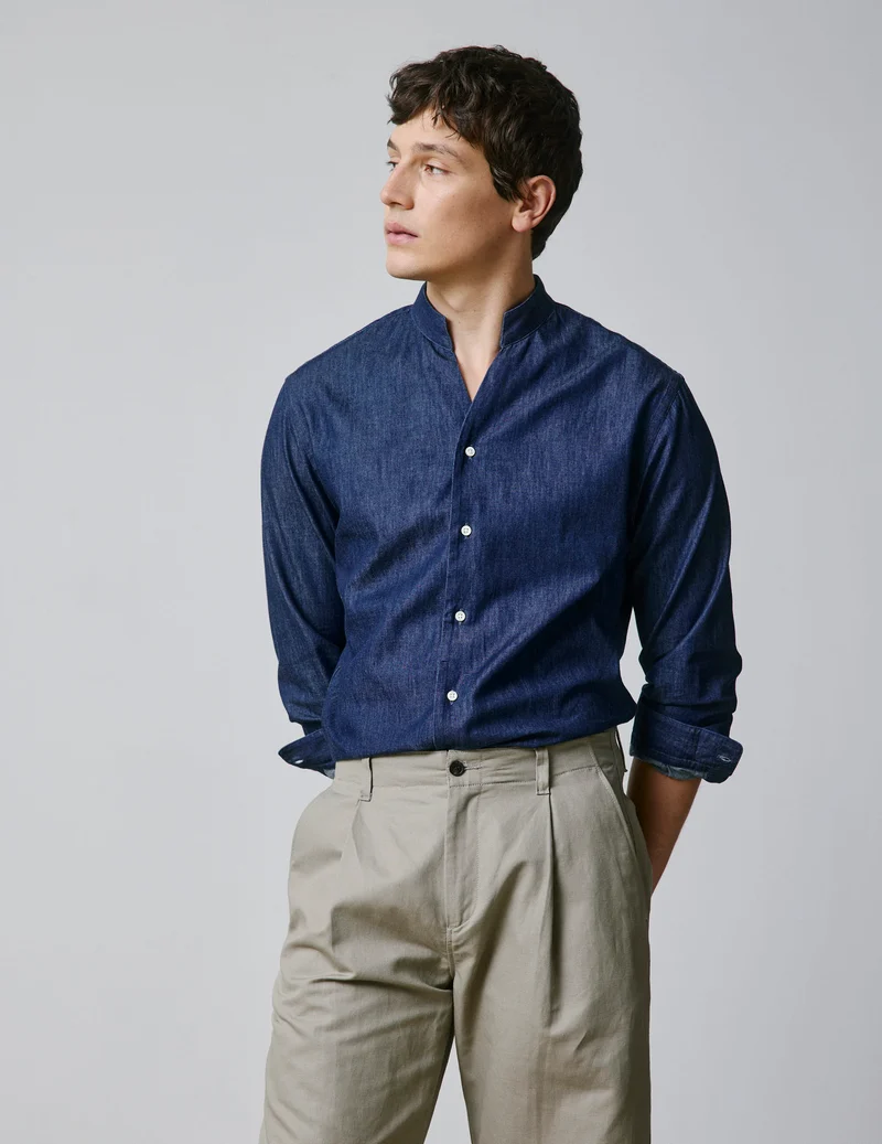 Chemise Carl en denim bleu marine