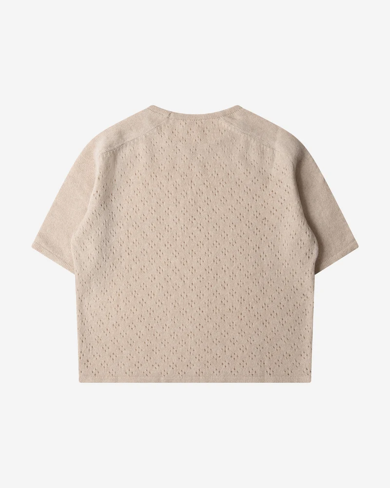 Beiges T-Shirt Pointelle aus 100% Bio-Merinowolle von Matona