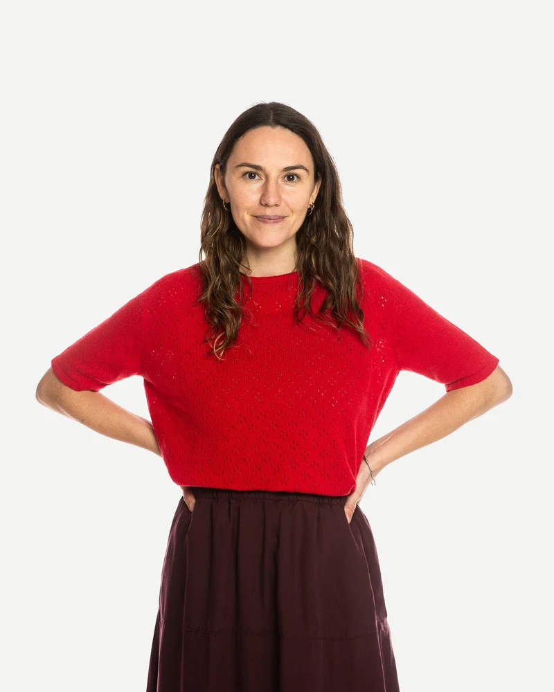 Rotes T-Shirt Pointelle aus 100% Bio-Merinowolle von Matona
