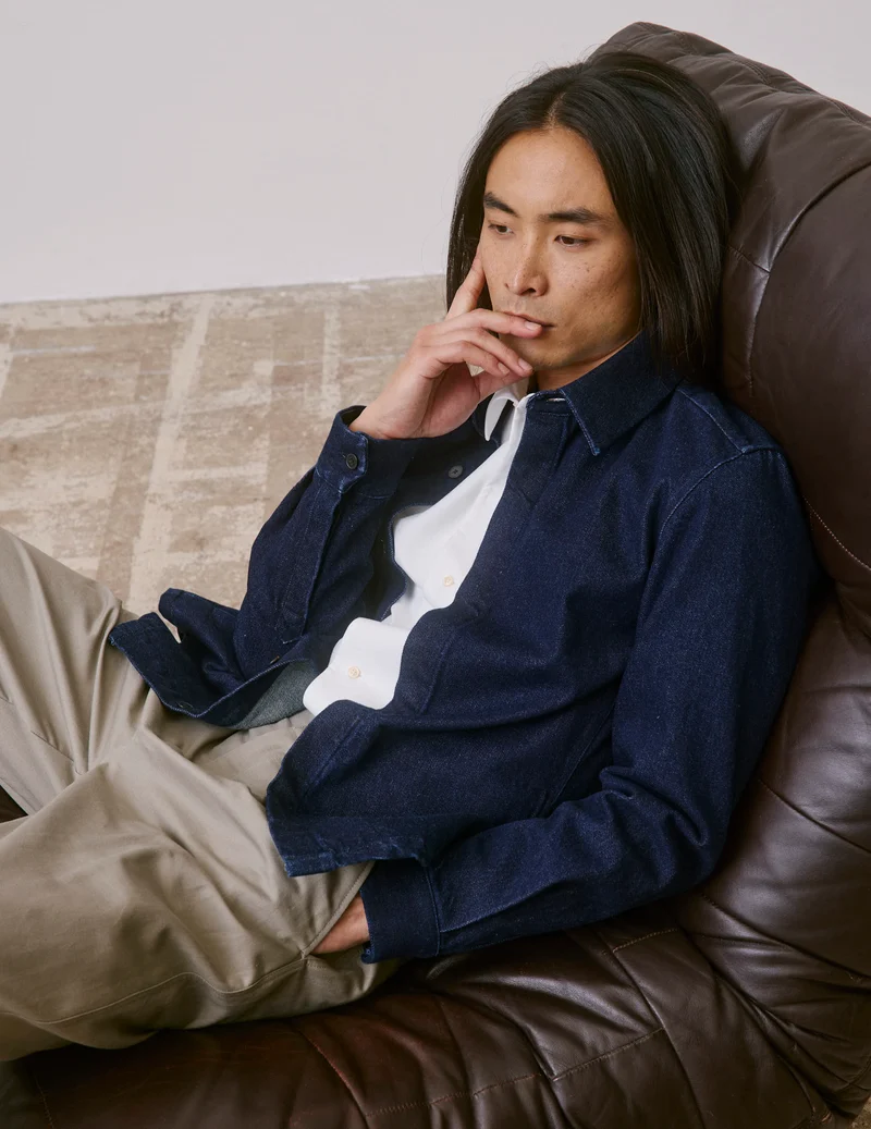 Chemise Parker en denim bleu marine