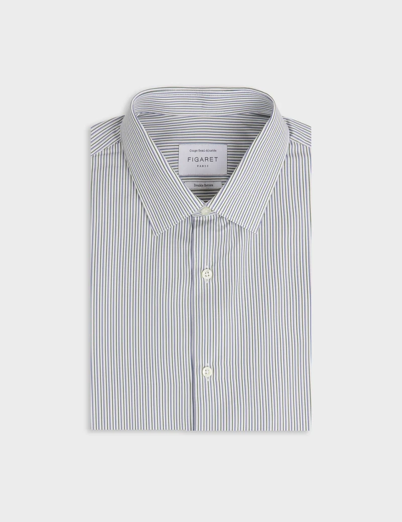 Chemise semi-ajustée rayée verte