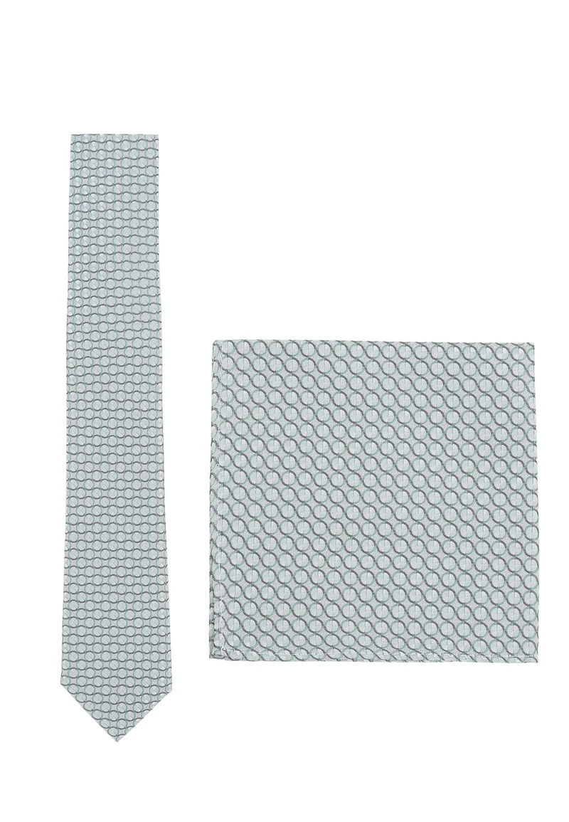 Hochzeitskrawatte Einstecktuch Set Herren aus Seide – Kreise