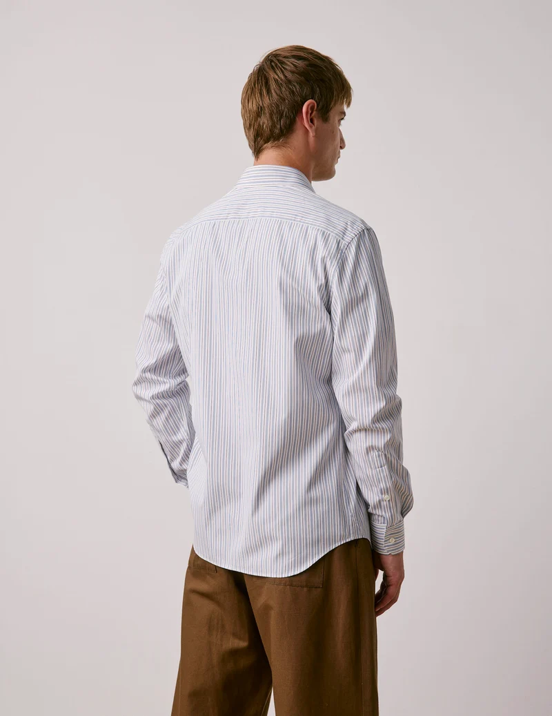 Chemise ajustée rayée bleue