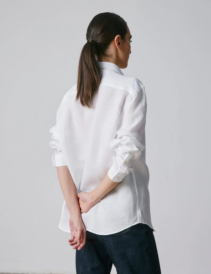 Chemise mixte "Je t'aime" en lin blanc