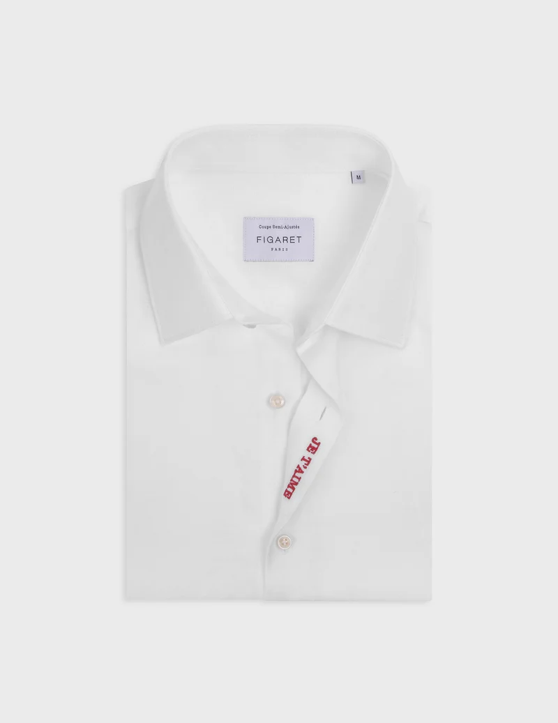 Chemise mixte "Je t'aime" en lin blanc