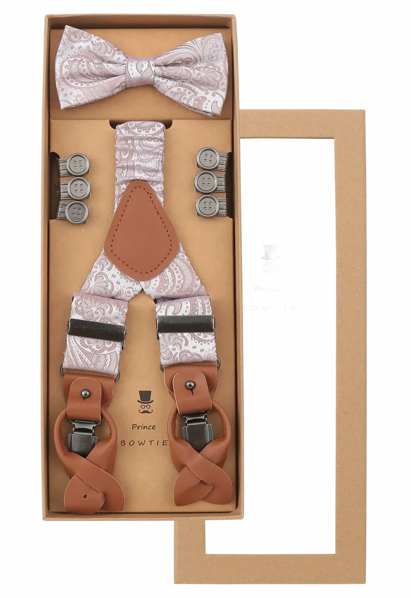 Hosenträger Set Herren mit Fliege aus Seide – Paisley