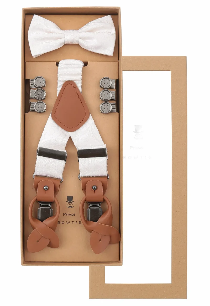 Hosenträger Set Herren mit Fliege aus Seide – Paisley