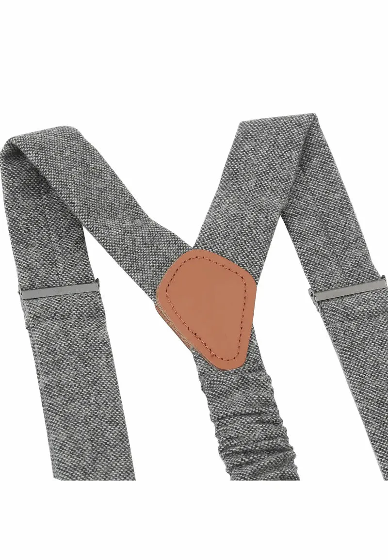 Hosenträger Set Herren mit Fliege aus Wolle – Tweed
