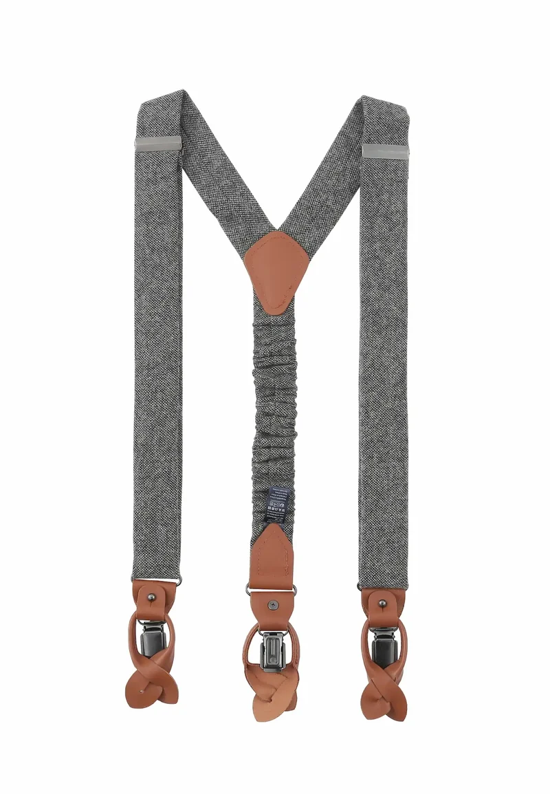 Hosenträger Set Herren mit Fliege aus Wolle – Tweed