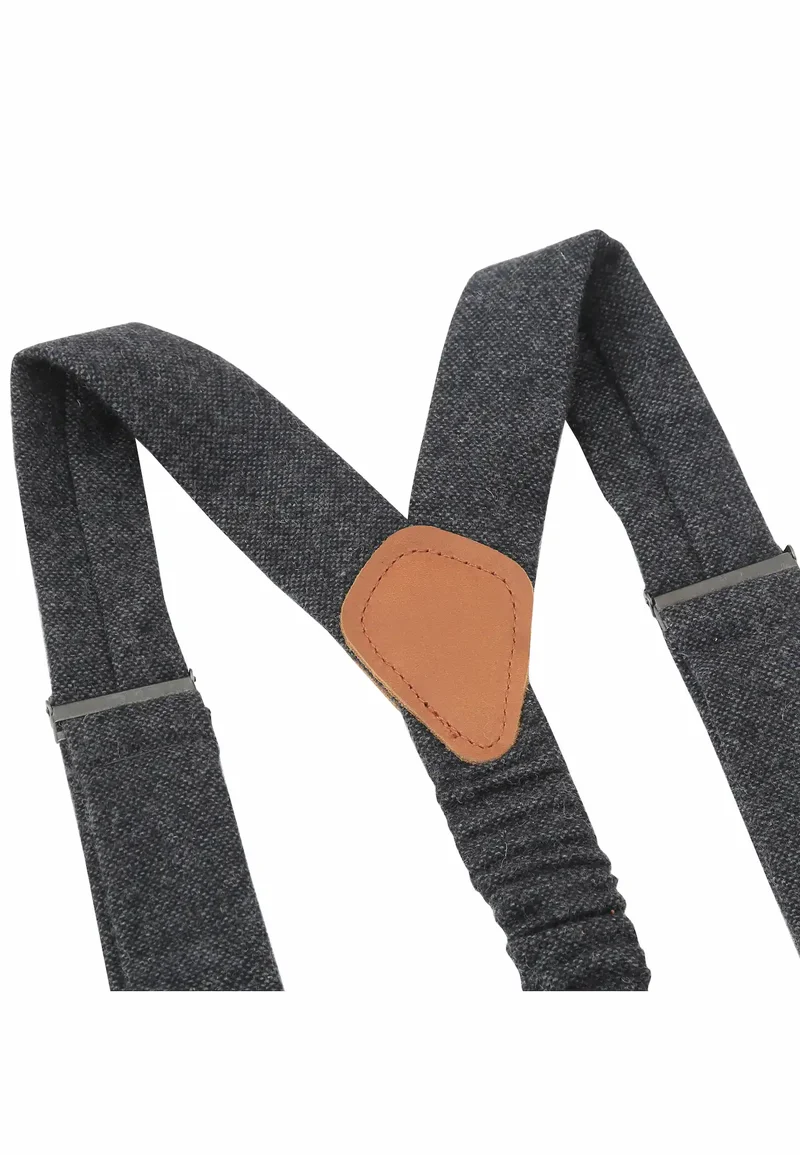 Hosenträger Set Herren mit Fliege aus Wolle – Tweed