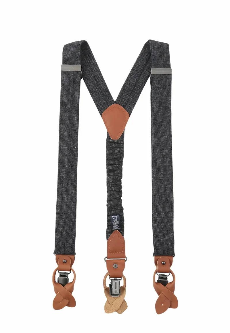 Hosenträger Set Herren mit Fliege aus Wolle – Tweed
