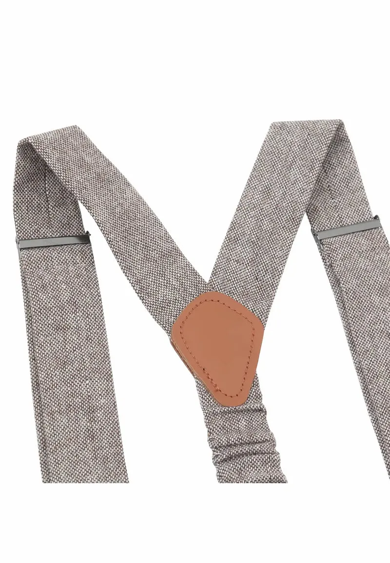 Hosenträger Set Herren mit Fliege aus Wolle – Tweed