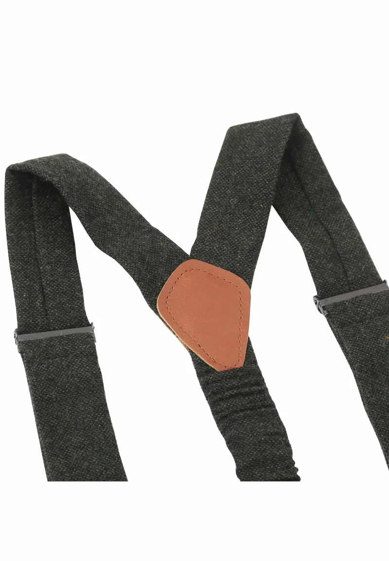 Hosenträger Set Herren mit Fliege aus Wolle – Tweed