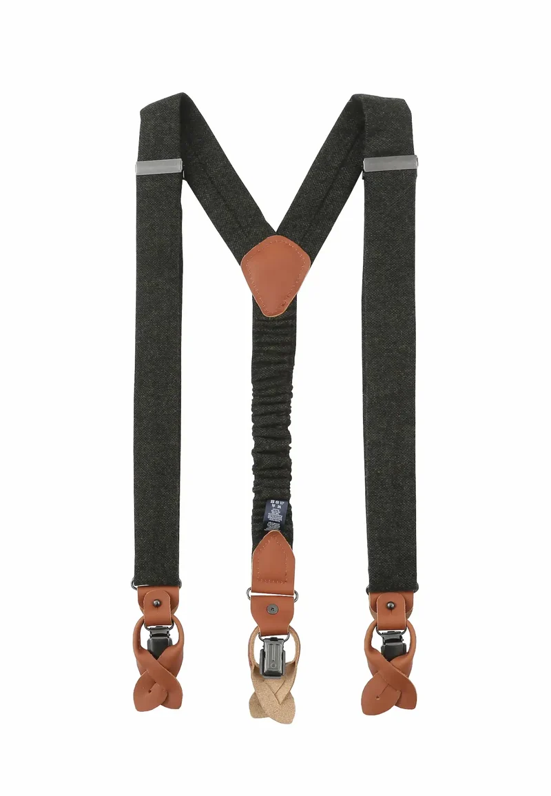 Hosenträger Set Herren mit Fliege aus Wolle – Tweed