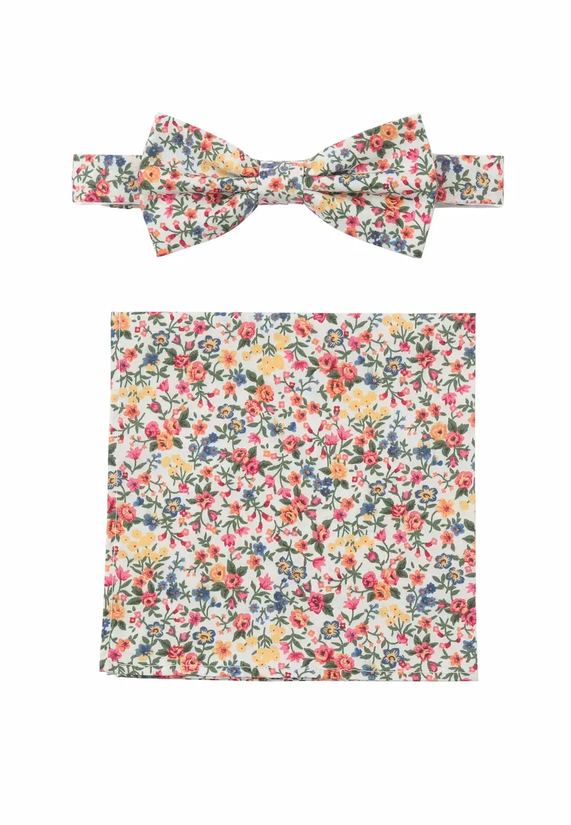 Fliege Einstecktuch Set Herren aus Baumwolle - Blumenmuster