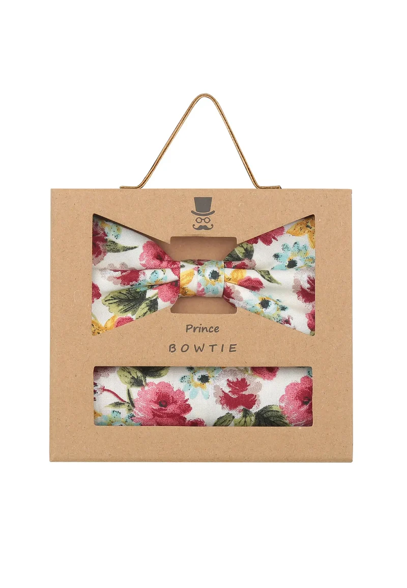 Fliege Einstecktuch Set Herren aus Baumwolle - Blumenmuster