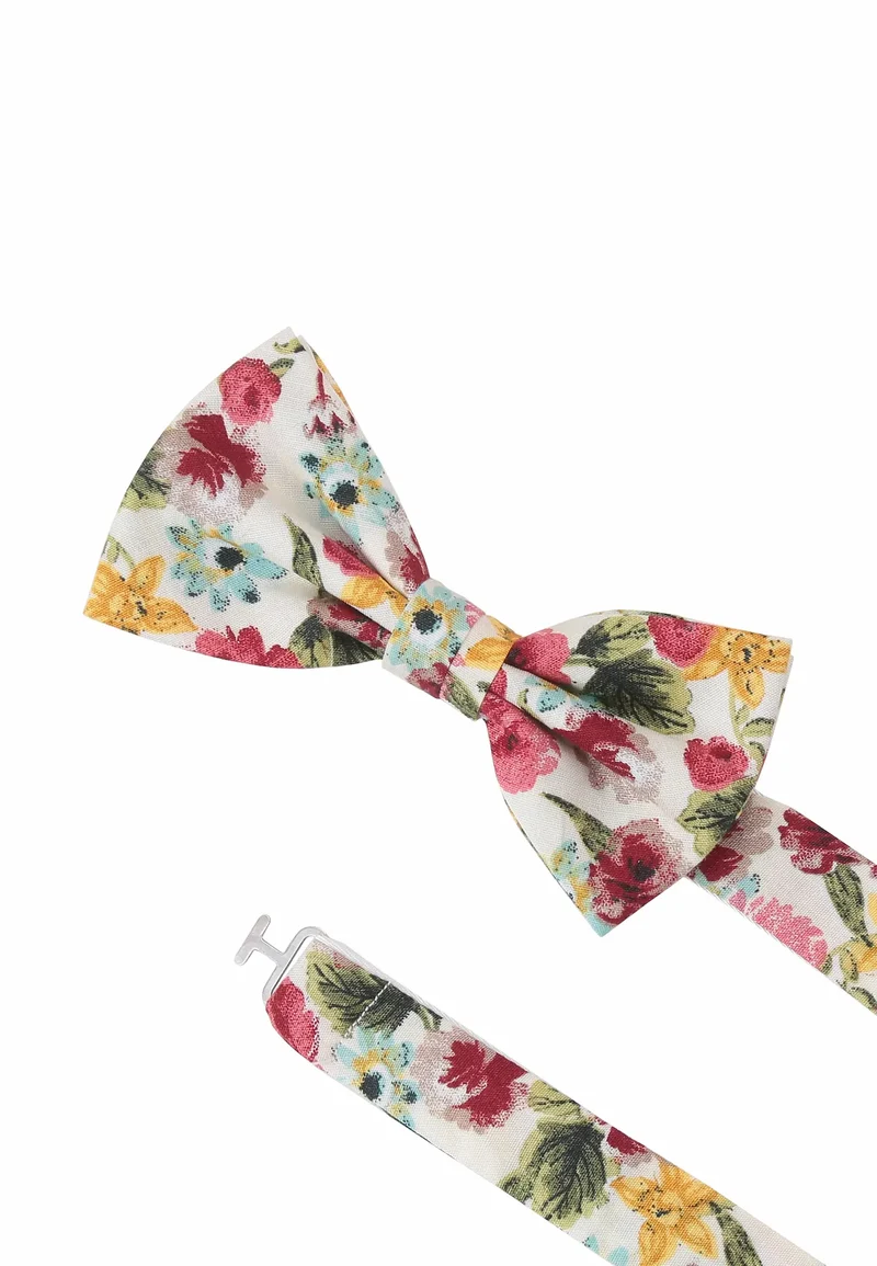 Fliege Einstecktuch Set Herren aus Baumwolle - Blumenmuster