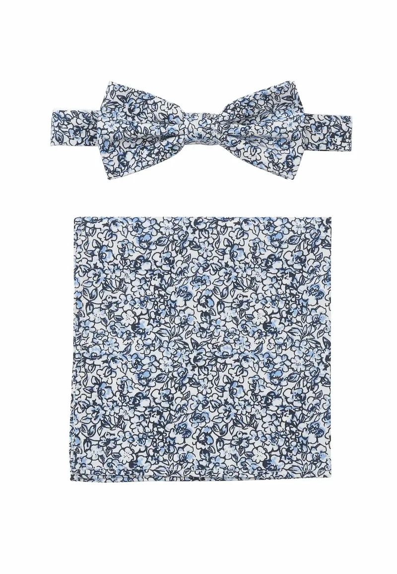 Fliege Einstecktuch Set Herren aus Baumwolle - Blumenmuster