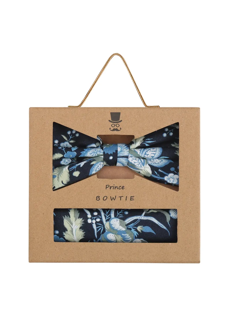 Fliege Einstecktuch Set Herren aus Baumwolle - Blumenmuster