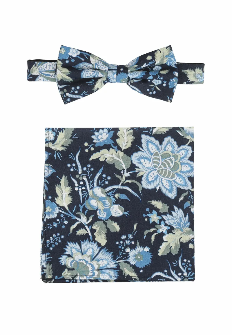 Fliege Einstecktuch Set Herren aus Baumwolle - Blumenmuster
