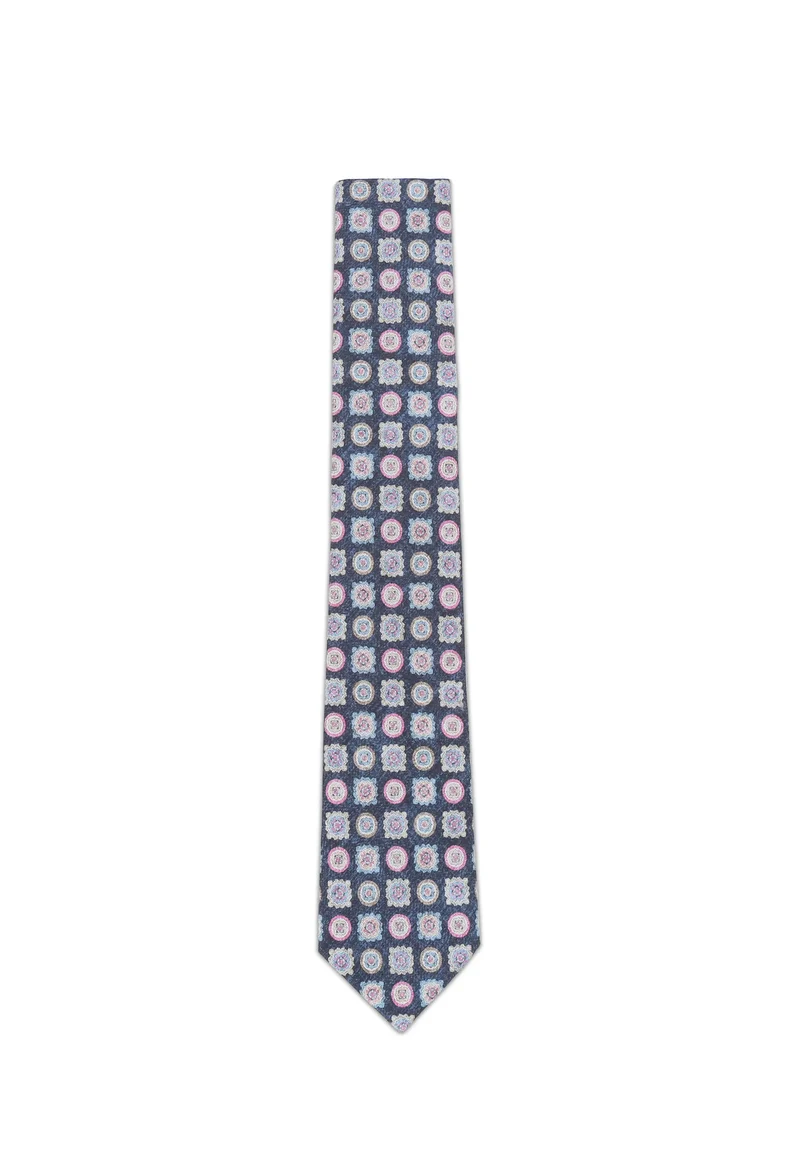 Krawatte Herren aus Baumwolle – Medaillon-Muster (6,0 - 6,5 cm)