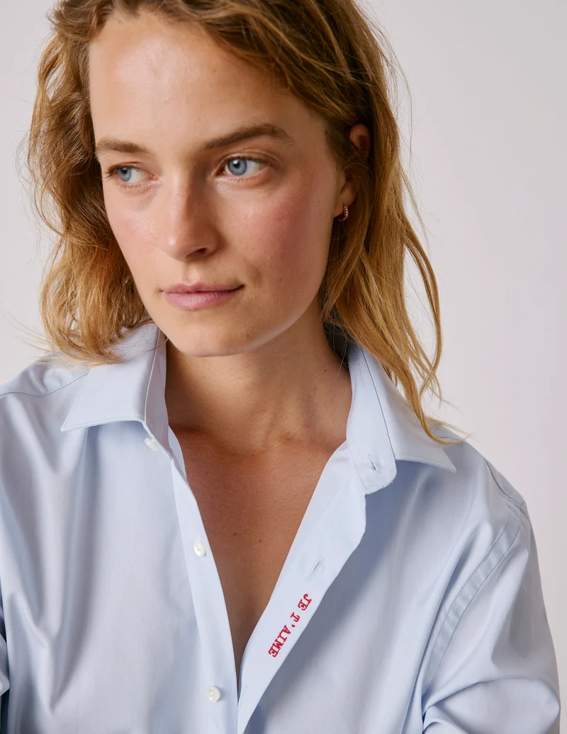Chemise mixte "Je t'aime" bleue