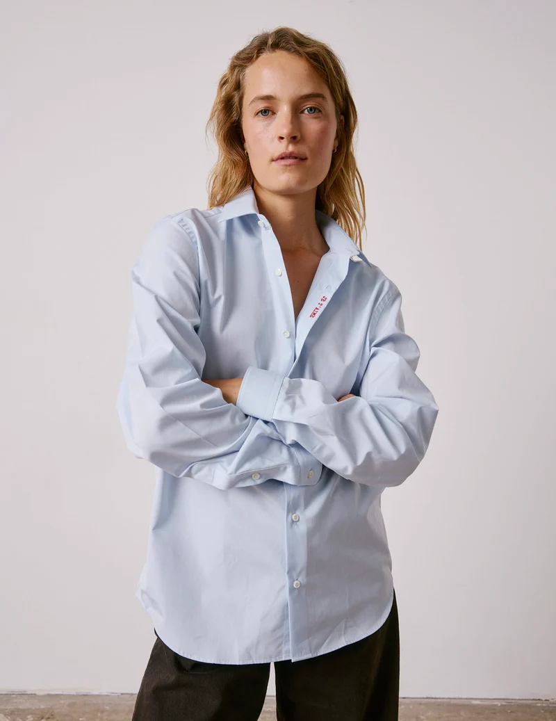 Chemise mixte "Je t'aime" bleue