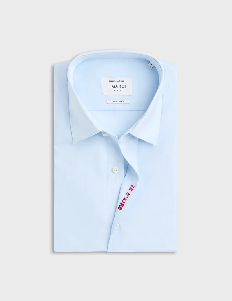 Chemise mixte "Je t'aime" bleue