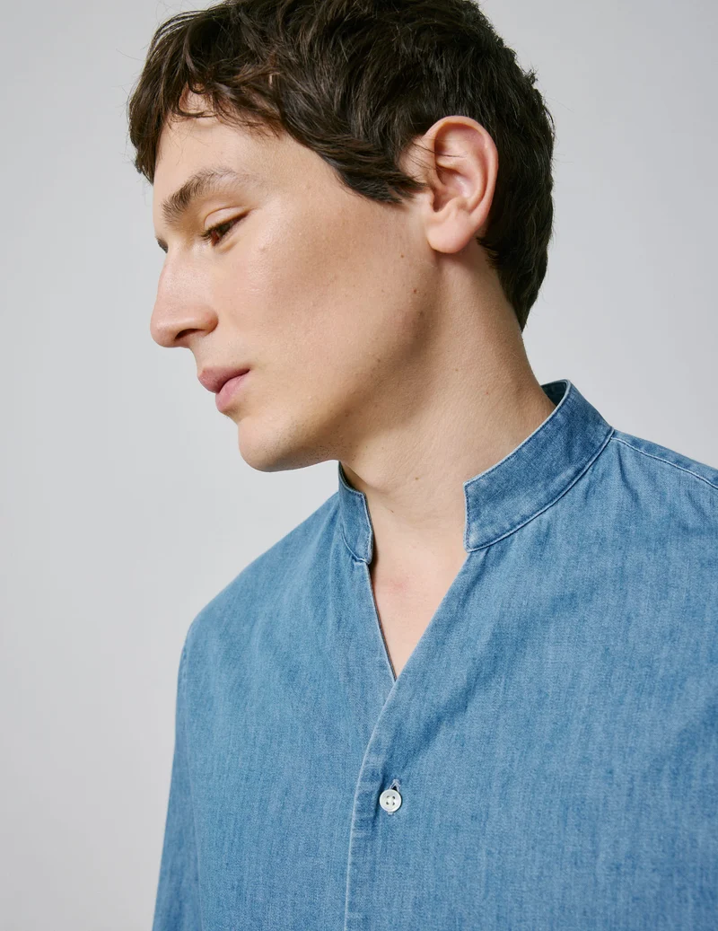 Chemise Carl en denim bleu