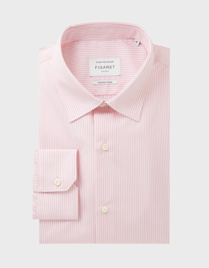 Chemise Semi-ajustée Voyage rayée rose