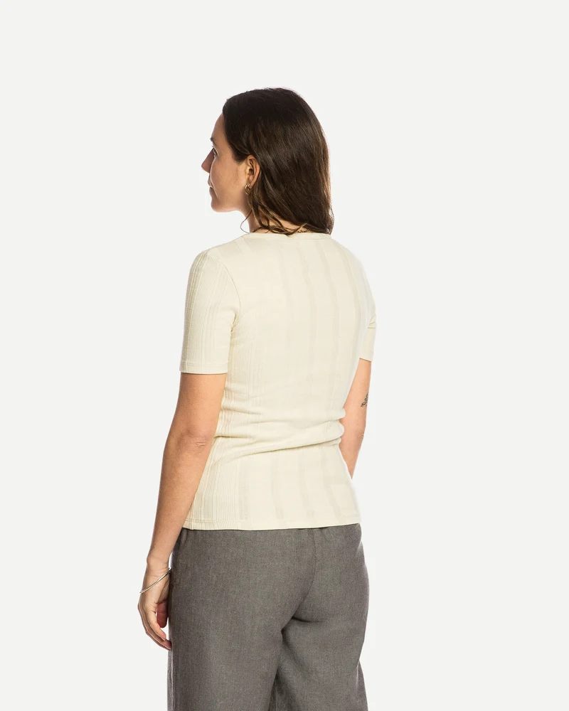 Beiges T-Shirt Ribbed aus Bio-Baumwolle von Matona