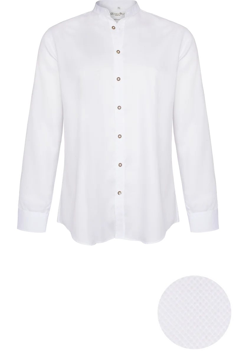 Herren Baumwoll-Trachtenhemd Tailored Fit - weiß