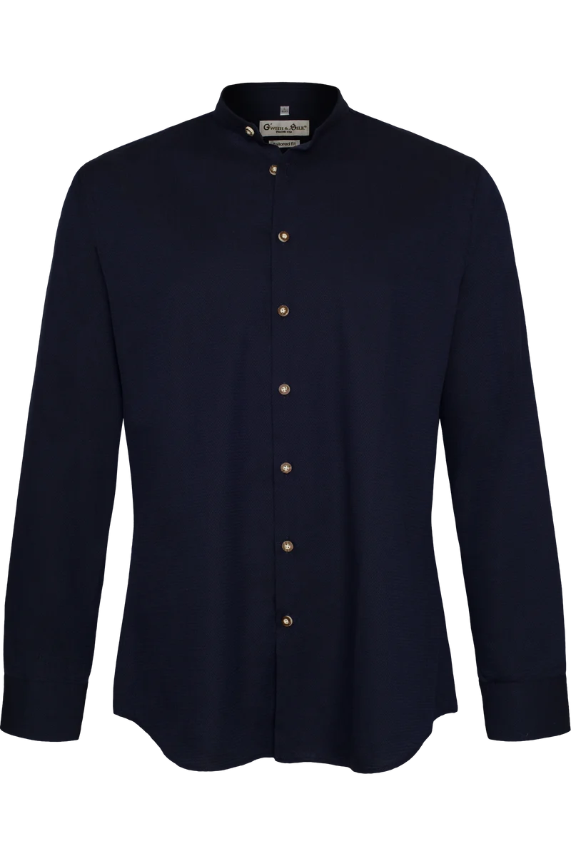 Herren Trachtenhemd Stehkragen tailored - navy