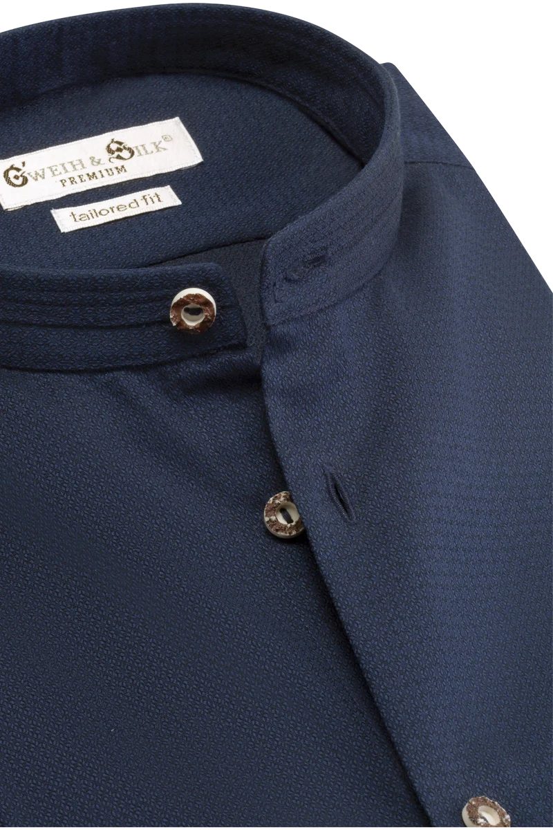 Herren Trachtenhemd Stehkragen tailored - navy