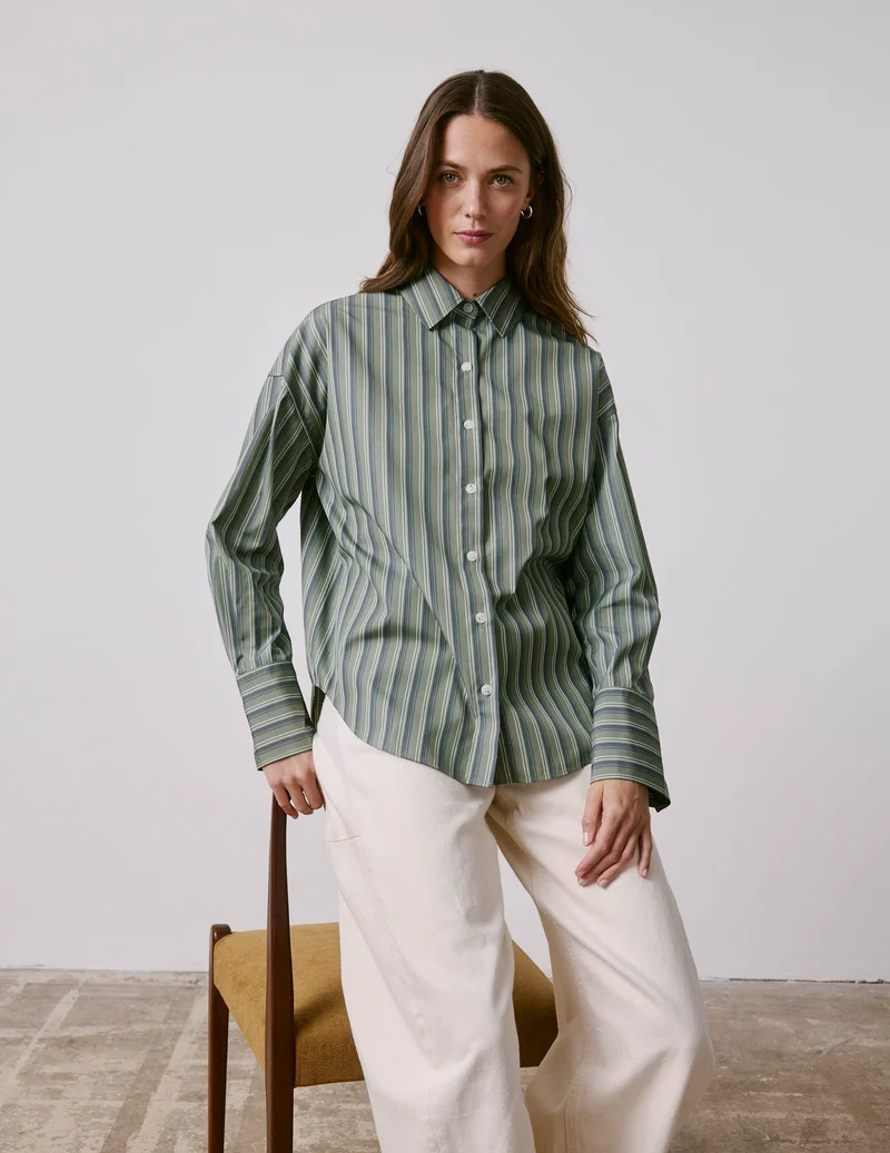 Chemise Noliana rayée kaki