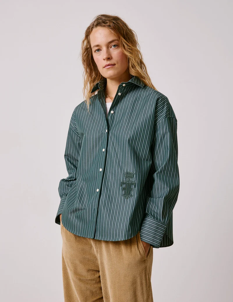 Chemise oversize Lizandra rayée verte