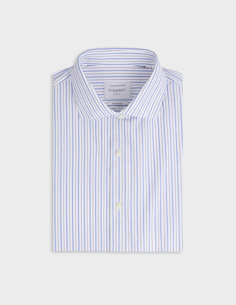 Chemise semi-ajustée rayée bleue