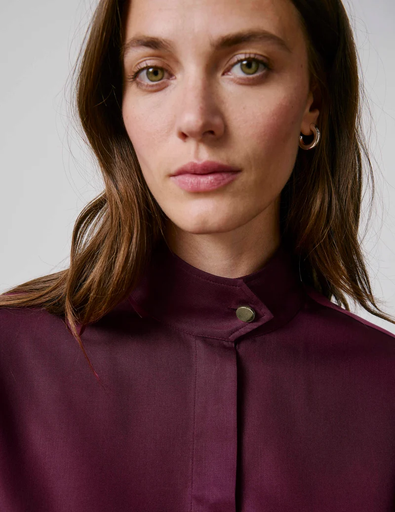 Chemise Innaée en lyocell bordeaux