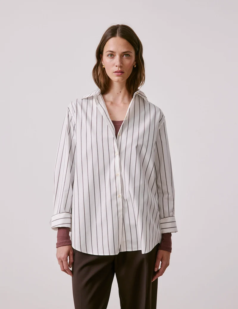 Chemise Mathilde rayée marron