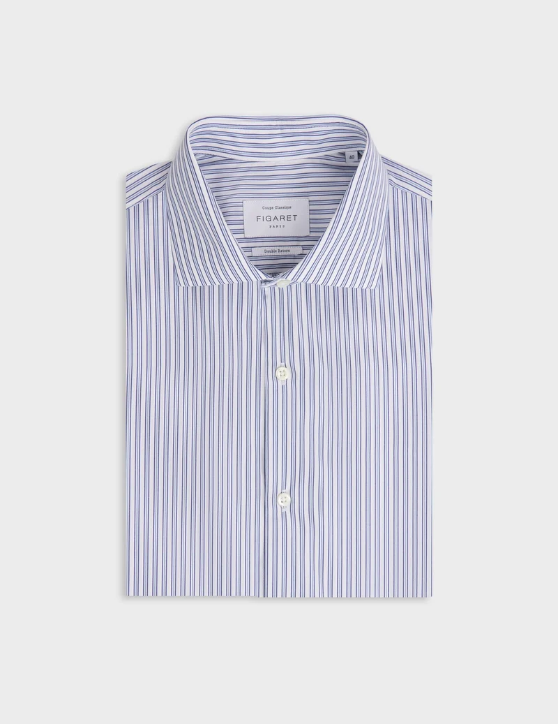 Chemise classique rayée bleue