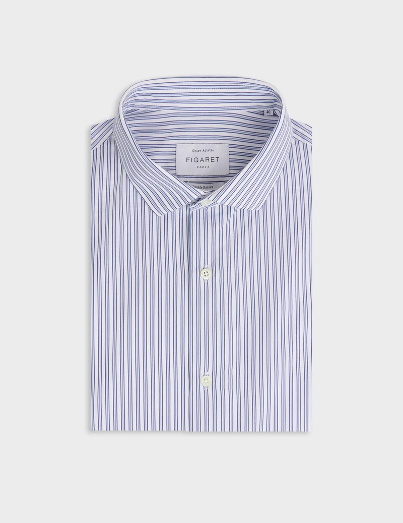 Chemise ajustée rayée bleue