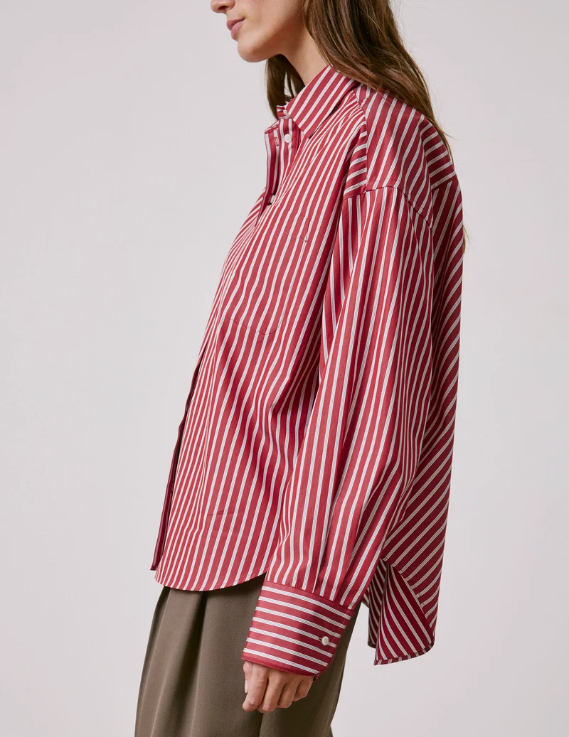 Chemise oversize Soffy rayée rouge