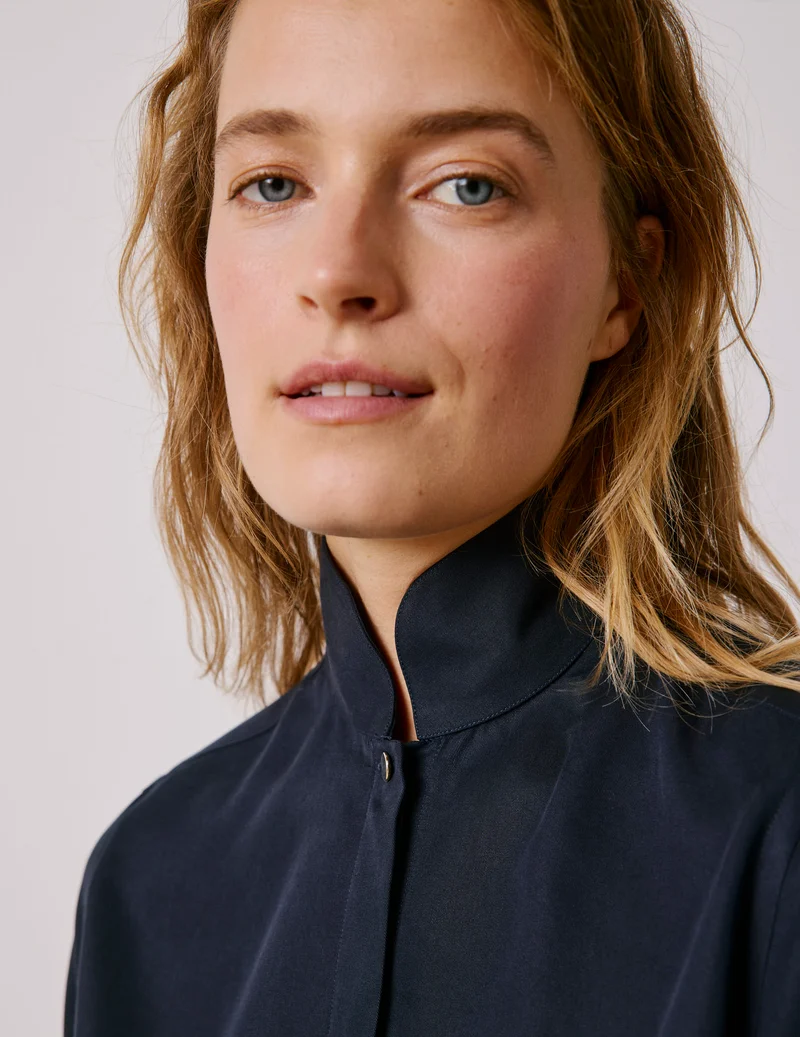 Chemise Peyton en lyocell bleu marine