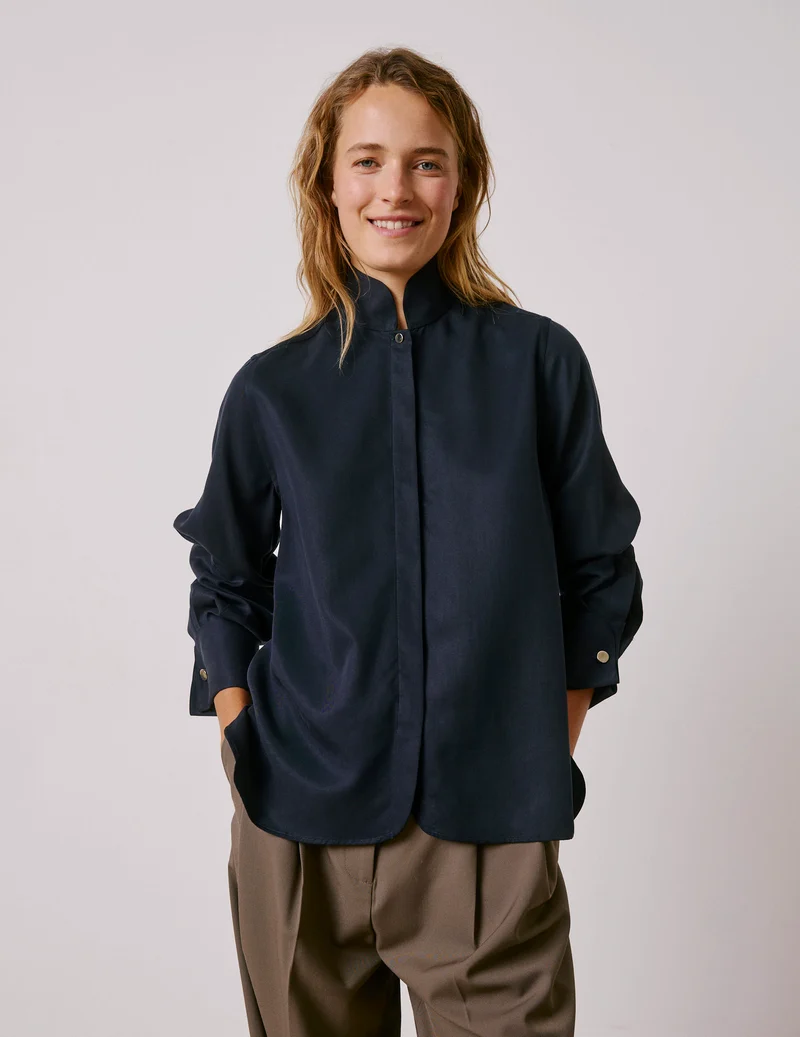 Chemise Peyton en lyocell bleu marine