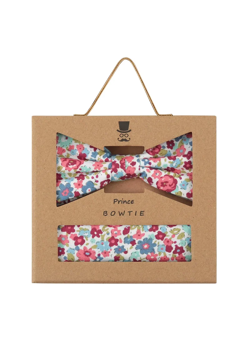 Fliege Einstecktuch Set Herren aus Baumwolle - Blumenmuster